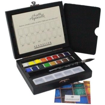 Sennelier 16 darabos akvarellfesték készlet, fadobozban