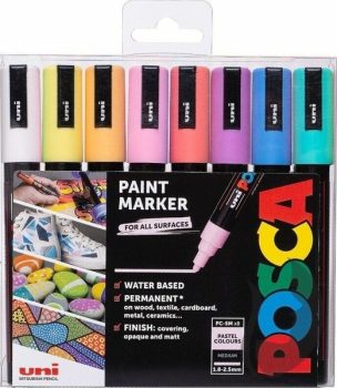 Akril marker készlet Uni Posca 1.8-2.5mm 8 db pasztel