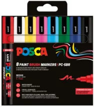 Akril marker készlet Uni Posca Brush PC-5BR 8db alapszínek