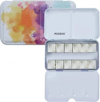 akvarell metal tin Meeden 12 pcs colored