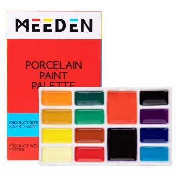 Porcelain palette rectangular 14 wells 10x19cm