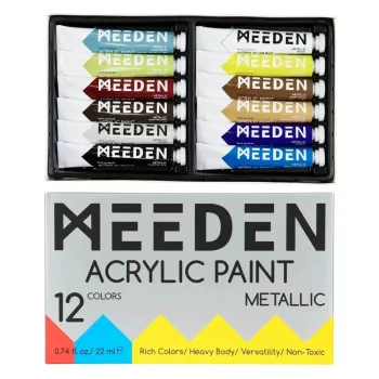 Meeden acrylic paint set 12x22ml metallic shades