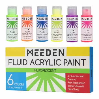 Set of Meeden Fluid acrylic liquid colors 6x60ml metallic