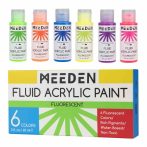 Set of liquid acrylic paints Meeden Fluid 6x60ml fluorescent