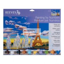  Kifestő készlet számok után akrilfestékkel, ecsettel, felnőtteknek - 30x40 cm - Eiffel torony Párizsban