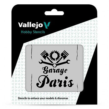 Vallejo Modellező sablon – Vintage Garage Sign