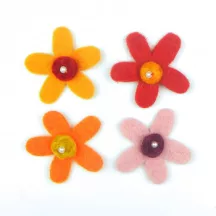 Narrow felt flowers - 4 pcs