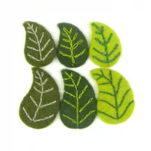 Felt leaves from natural wool - 6 pcs