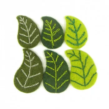 Felt leaves from natural wool - 6 pcs