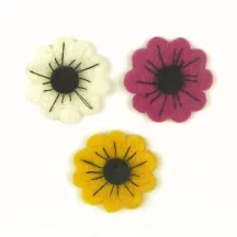 Colored felt flowers - 3 pcs