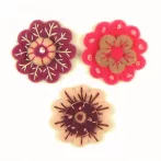 Decorated felt flowers - 3 pcs