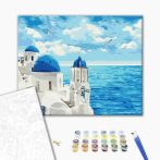 Számozott kifestő készlet vászonra 40x50 cm - Santorini felhőkkel