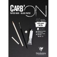   CARB'ON fekete rajzpapír-tömb, anyagában színezett, finom szemcsés, fejragasztott 120 g/m2 20 ív 14,8 x 21  A5