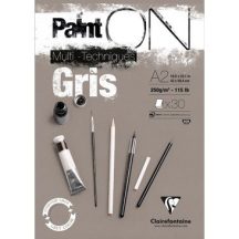 PaintON rajztömb, szürke színű, enyhén szemcsés papír, vegyes technikákhoz 250 gr A2