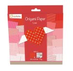   Origami papír - 60 lapos, piros mintás hajtogató készlet 20x20 cm - LOVE