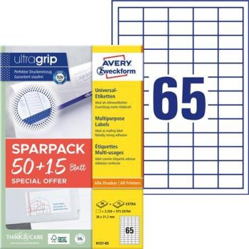 Etikett, univerzális, 38x21,2 mm, AVERY ZWECKFO...