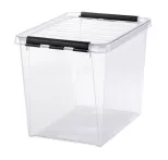 Műanyag tárolódoboz, 25 liter, fekete fogantyúk...