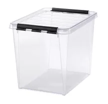 Műanyag tárolódoboz, 25 liter, fekete fogantyúk...