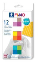 Gyurma, készlet, 12x25 g, égethető, FIMO "Soft Brillant", 12 különböző szín