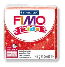   Gyurma, 42 g, égethető, FIMO "Kids", glitteres piros