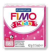   Gyurma, 42 g, égethető, FIMO "Kids", glitteres rózsaszín