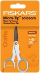   Olló, általános, tapadásmentes, 13 cm, FISKARS "MicroTip Titanium", fehér