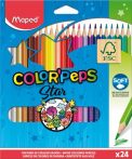   Színes ceruza készlet, háromszögletű, MAPED "Color'Peps Star", 24 különböző szín