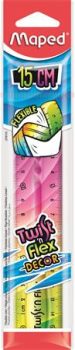 Vonalzó, műanyag, 15 cm, MAPED "Twist'n Flex De...