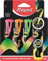 Szövegkiemelő készlet, 1-5 mm, MAPED "Fluo Peps Flex", 4 különböző szín