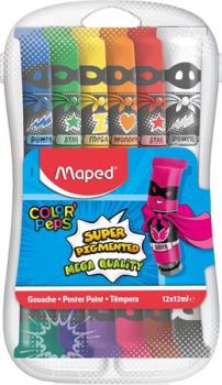 Tempera készlet, 12 darabos, műanyag dobozban,...