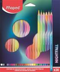   Színes ceruza készlet, háromszögletű, MAPED "Nightfall", 24 különböző szín