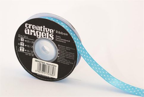 Szatén szalag, 15 mm x 22 m, világos kék fehér...