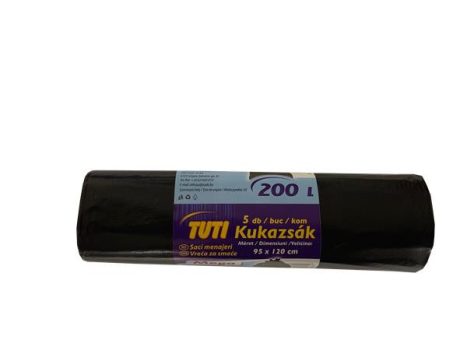 Szemeteszsák, extra erős, 200 l, 5 db, TUTI "Mega"