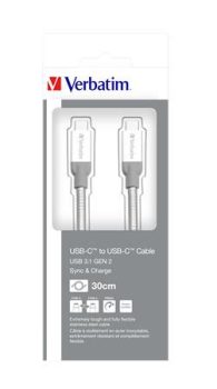 USB kábel, USB-C 3.1 - USB-C, 30 cm, VERBATIM,...