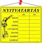 Információs tábla, 20x17,5 cm, "Nyitvatartás",...