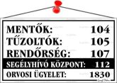 Információs tábla, 22,5x12,5 cm, "Mentők tűzolt...