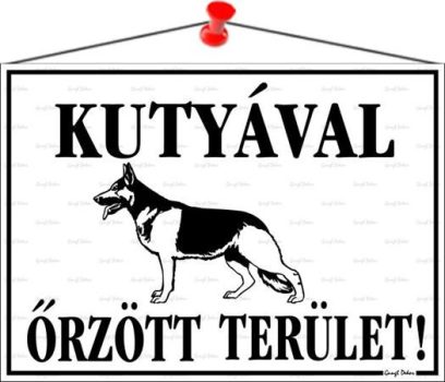 Információs tábla, 35x25 cm, "Kutyával őrzött t...