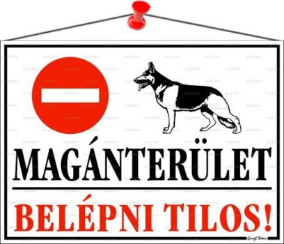 Információs tábla, 35x25 cm, "Magánterület, bel...