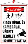 Információs tábla, 35x25 cm, "Riasztóval és kam...