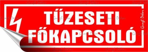 Információs matrica, 14x5 cm, "Tűzeseti főkapcs...