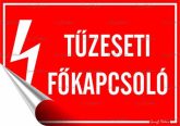 Információs matrica, 11,6x16,6 cm, "Tűzeseti fő...