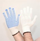 Védőkesztyű, kevertszálas, PVC pöttyözött, XL m...