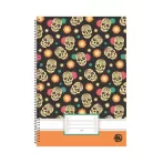 Spirálfüzet, A4, sima, 70 lap, OPTISCHOOL, "Skull"