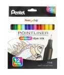 Tűfilc készlet, 0,4 mm, PENTEL "Pointliner", 12...