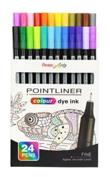 Tűfilc készlet, 0,4 mm, PENTEL "Pointliner", 24...