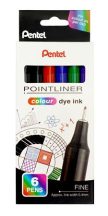 Tűfilc készlet, 0,4 mm, PENTEL "Pointliner", 6...
