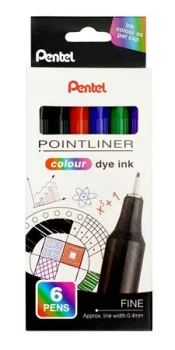 Tűfilc készlet, 0,4 mm, PENTEL "Pointliner", 6...