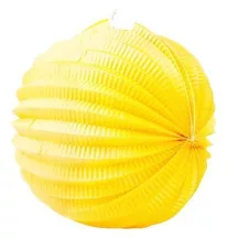 Lampion, kerek, 22 cm, sárga