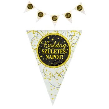 Zászló, 3,6 m, műanyag, "Boldog Szülinapot", el...