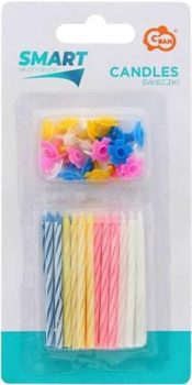 Gyertya, születésnapi, tartóval, 24 db